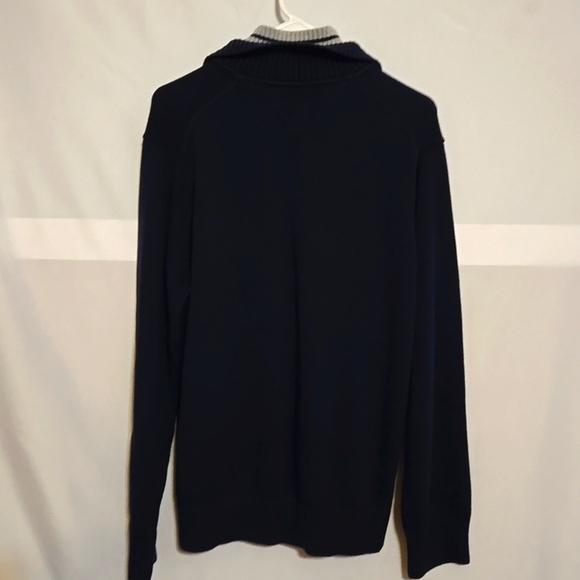 Vintage, Tommy Hilfiger, Navy, Grey, Quality Knit Sweater, Zip Neckline, Sz Lg - Picture 11 of 12